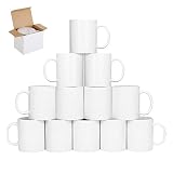 Sublimationstassen Kaffee Becher AAA-Grade unbedruckt Keramik Tassen Fototasse für Sublimationsdruck in einzelnen Boxen,Fassungsvermögen 325 ml (Set of 12)