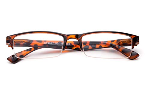 Semi-Rimless Reaing Glasses Stylish Look Light Weight with Carring Pouch Tortoise