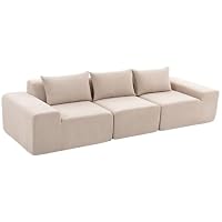 HOMCOM Canapé 3 Places en Chenille 320 cm Canapé Salon Modulaire Beige