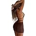 Women's Sexy Halter Hollow Out Knitted Mini Dress Sleeveless Backless Lace Up Bodycon Summer Beach Dress Brown