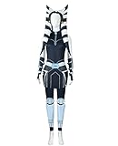 Masfrida Adult Ahsoka Tano Costume Cosplay Outsuit with Tano Headpiece Accessories Kids for Halloween Dress up(10T)