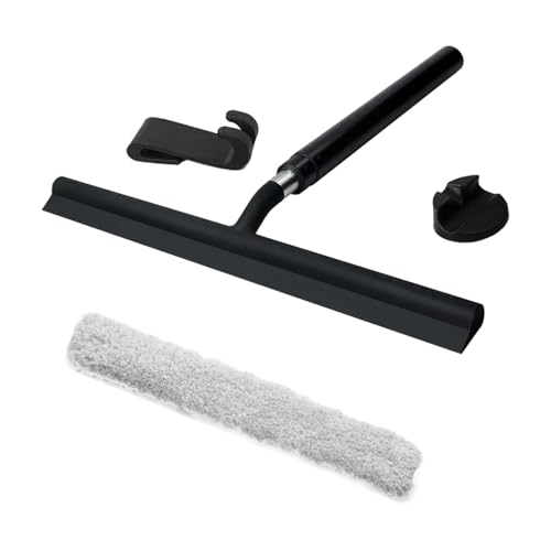 Telescoping Shower Squeegee With Cloth Covers And Hook Window Wiper For Floor Mirrored And Glass Surfaces Cleaning Bathroom Cleaning Tool