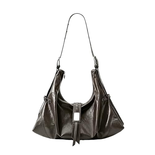 Bolso de hombro de cuero de PU para mujer Bolsos de axila de gran capacidad con cremallera Bolsos con asa superior Retro para oficina diaria Trabajo Excursión Ocasiones sociales (Camel)