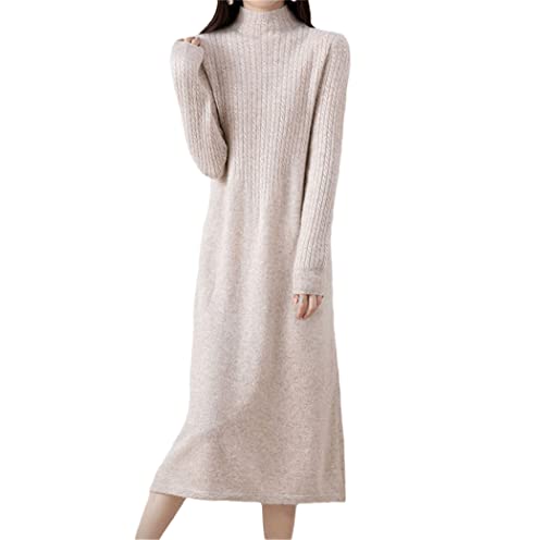 Robe longue pour femmes frileuses | Tricot 100% laine beige anti-froid