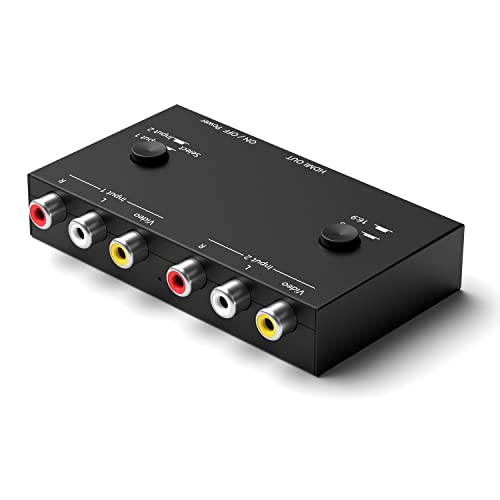 ILIWIWY Adaptador RCA a HDMI de 2 puertos AV a HDMI compuesto a HDMI, rojo, amarillo, blanco a HDMI, adaptador convertidor de audio de vídeo compatible con 16:9/4:3 para TV, WII, VHS, proyector, PS1
