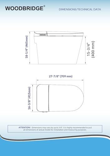 Image of WOODBRIDGE Smart Toilet with 1000g MaP Flush Score, Foam Shield, Blackout Flush, Warm Drying, Wave Sensor Auto Open&Close, Wireless Remote, Smart Deodorization, MET061