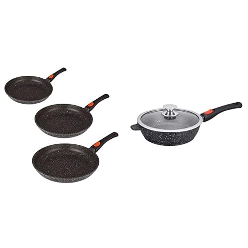 Kamberg Manche Amovible, set de poêles et sauteuse, fonte d'aluminium, induction