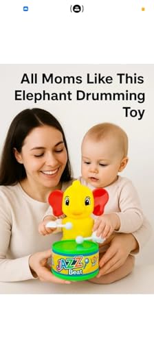 Image of PRV Fashion Key-Operated Cute Drummer Toy for Toddler Kids Birthday Gift Birthday Return Gift Drumming and Dancing Action for Kids (ELEPHENT)
