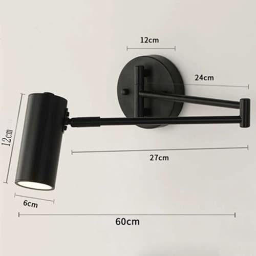 Image of Swing Arm Wall Sconce Adjustable Wall Mount Reading Light Headboard Lamp, Modern Hardwired Sconces GU10 Wall Swivel Spot Lights for Bedroom Bedside Living Room Study