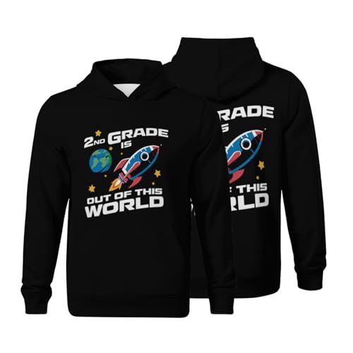 Kids 2nd Grade is Out Of This World Second Grade Design Cool Boys Girls Lightweight Kangaroo Pocket Fleece Hoodies