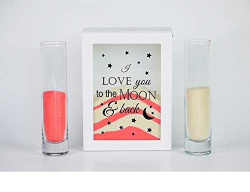 Sand Ceremony Set, Black Shadow Box I Love You to The Moon with Black Writing, Shadow Box Wedding, Vow Renewal, Unity Sand Ceremony Set, Beach Wedding Decor, Unity Candle Set