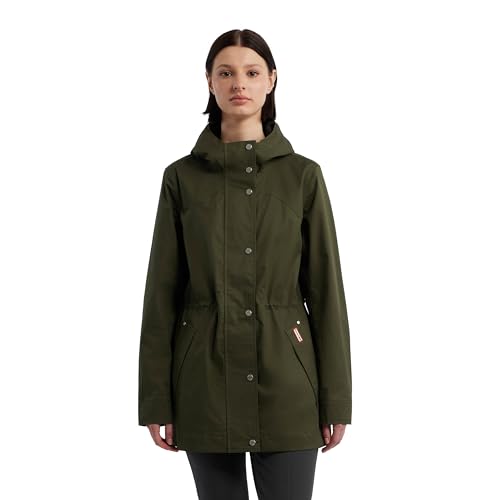 HUNTER Women's Adela Cotton Canvas RAIN Jacket, Green, Extra Small