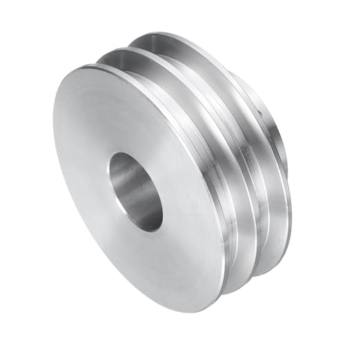 QUARKZMAN V-Typ Riemenscheibe 19mm Bohrung 60mm Außendurchmesser Doppelrillen Aluminiumlegierung Keilriemenscheibe für Motorwellen-Bohrmaschine 6mm(1/4) PU-Formgürtel