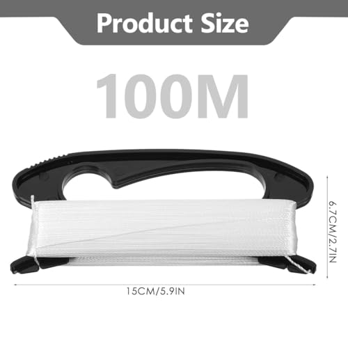 OUDQFCJ 2 Stück 100M Kite Line Winder Drachenschnur Spule,Drachenleine mit Schnurdrachen Rope,Drachenersatzteile und Drachenzubehör für den Außenbereich (100M) (Black)