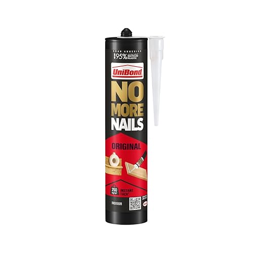 UniBond No More Nails Original, Heavy-Duty Mounting Adhesive, No Nails Strong Glue for Wood, Ceramic, Metal etc, White Instant Grab Adhesive, Pack of 6 (6 x 365g Cartridges)