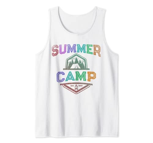 SUMMER CAMP Besties Best Ever Camping Sign Autograph Tank Top