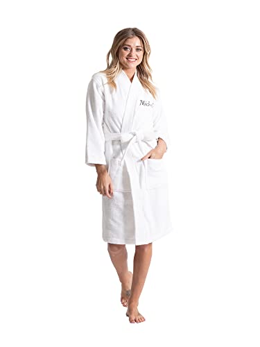 Image of Turkuoise Soft & Absorbent Towel Robe, 100% Cotton Turkish Terry Cloth Kimono Bathrobes for Women