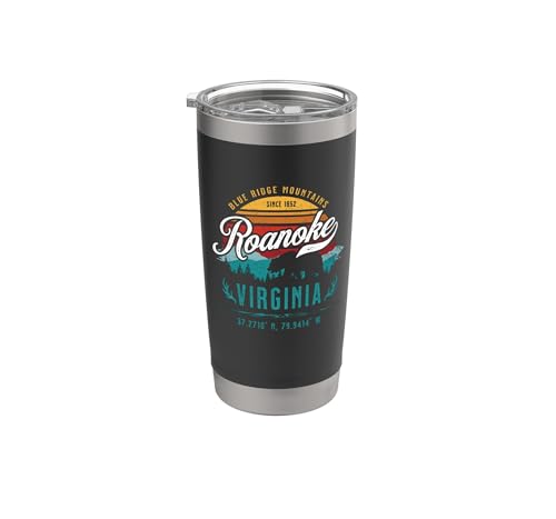 Roanoke Virginia Retro Blue Ridge Mountains Sunset Souvenir Stainless Steel Insulated Tumbler