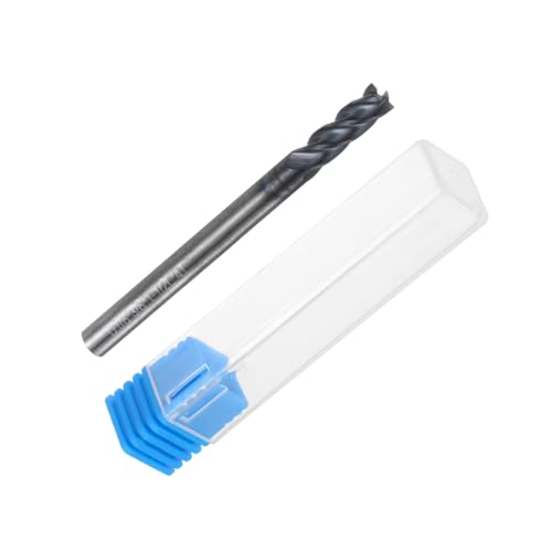 Image of uxcell Carbide Square End Mill, 1 /8 inch Diameter TiAlN Coated 4 Flutes Milling Bit Cutter, for Hardened Steel Stainless Steel Alloy Metal, 1 /8 inch Shank 3 /8 inch Cut Length 1-1 /2 inch Long HRC50