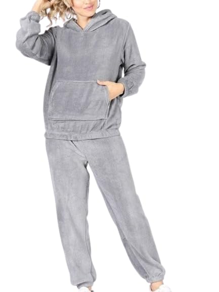 Women's Cotton winter hoodie Sweatshirt Tracksuit Set with warm Jogger Sweatpants Regular wear Combo pack | lavender color |girls-hood-trackpant Pack of 1-image-3