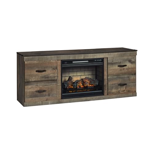 With Electric Fireplace For Tvs Up To 69", Light Brown