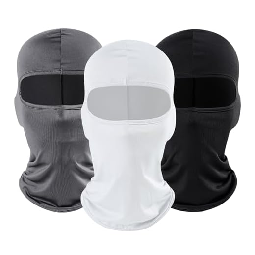 SKHAOVS 3 Piezas Pasamontañas, Negro + Blanco + Gris Elástica Balaclava, Transpirable Máscara de Esquí, Bufanda de esquí para Hombre y Mujer, Talla única, para Esquí, Ciclismo, Moto (3 Piezas)