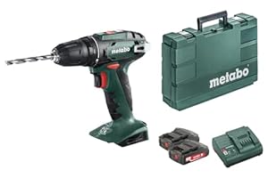 metabo Akku-Bohrschrauber BS 18-18V - 48 Nm Drehmoment, LED-Licht, Gürtelhaken - Kompakt & kraftvoll - Profi Akkuschrauber für Holz & Metall - Inkl. 2 x 1.5 Ah LiPOWER Akkus, Ladegerät und Koffer