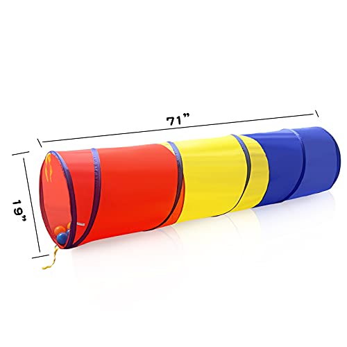 Kids Play Tunnel Tent for Toddler, 6-ft Pop Up Crawl Tunnel Toy for Baby Infant Children or Dog Cat, Collapsible Gift for Boy and Girl Play Tunnel Indoor and Outdoor Game (Colorful Play Tunnel)