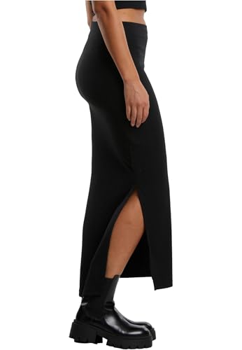 Urban Classics Ladies Rib High Slit Skirt Donna Gonna Lunga Nero M 80% Poliestere, 20% Viscosa - 2