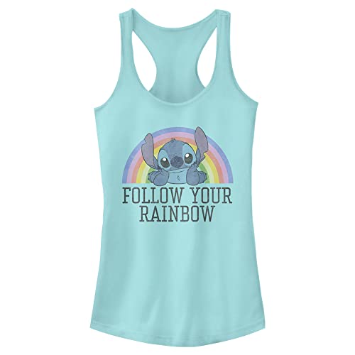 Disney Junior's Lilo Stitch Rainbow Slim Fit, Scoop Hem Racerback Tank, Cancun, X-Large