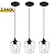 Hamilyeah 3 Light Pendant Lights Kitchen Island Black, Industrial Pendant Light Fixtures Ceiling Hanging Set of 3, Farmhouse Glass Hanging Lights for Kitchen, Living Room