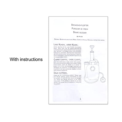 Zoomtools 3L Bremsenentlüftungsgerät, Manuelle Bremsflüssigkeits-Druckentlüfterflasche, E20 Geeignet für die meisten europäischen Modelle, mit 1L Bremsflüssigkeits-Auffangbehälter (4 Adaptern)