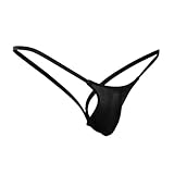 Evankin Men's Underwear See Through Sexy Jock Straps Underpants U-shaped Pouch T-shaped Pants Fun Underwear（Black-M）
