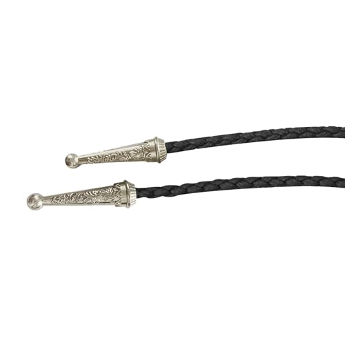 Image of Daisy Del Sol Bolo Tie Turquoise Stone Braided Vegan Faux Leather Silver Tips Handmade Necklace Adjustable Boho Western Jewelry