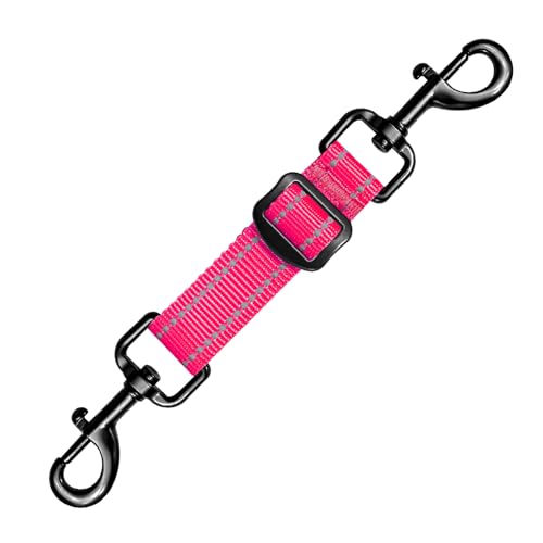 Dog Collar Safety Clip Reflective Double-Ended Backup Connector for Harness to Collar Adjustable Safety Clip for Prong Pinch Collars Prevents Escapes & Accidental Disconnection