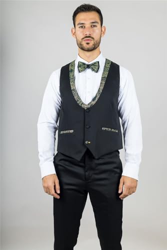 Men's Suit 3 Piece Green Paisley Tailored Fit Wedding Tuxedo3