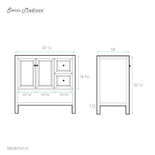Image of Chateau 36 inch Bathroom Vanity in Natural Oak - Cabinet