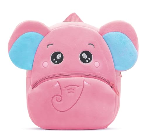 Image of Frantic Soft Cute Kids School Bag Picnic Backpack(PinkElephant)