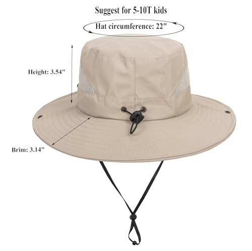 Kids Sun Hat with UV Protection Beach Bucket for Boys & Girls Wide Brim Safari Boonie Cap for Summer Outdoor(for 5-10T)2