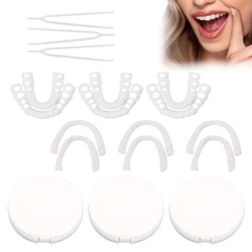 3 Sets Veneers Teeth - Easy to Use, Natural Look, Portable, Ideal for Instant Smile, Snap On Veneers for Men and Women