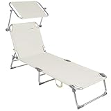 RESPALDO Y PARASOL AJUSTABLES: El respaldo se ajusta en 4 posiciones. La tumbona de playa tiene un techo ajustable para establecer el ángulo de sombra perfecto.