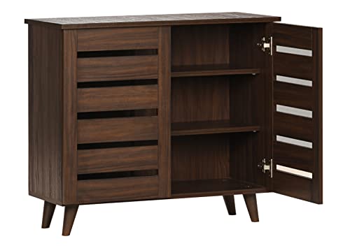 Image of DeckUp SC865512 2-Door Engineered Wood Shoe Rack (Walnut, Matte Finish)