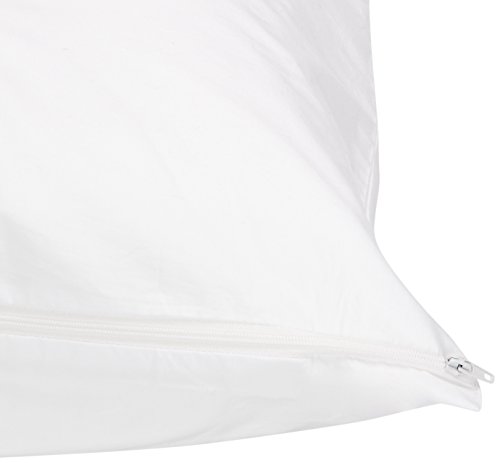 Image of Amazon Basics Queen Pillow Protector with Zipper, 100% Cotton Hypoallergenic, Machine Washable, White, 31 x 21 Inches, Pillows Not Included (Pack of 2)