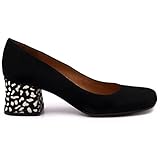 MIMA Chie Mihara Dècolletè Mima Negro con Tacón de Caballete - Mima Puertas Negro GIRAF - Talla, Negro , 38 EU