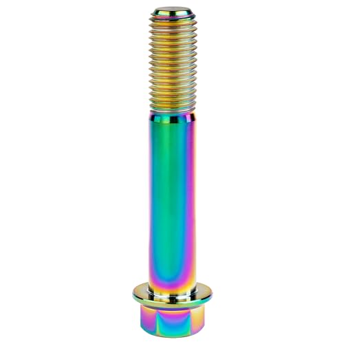 Image of Titanium Bolt M12 30 35 40 45 50 55 60 65 70 75 80 85 90mm Hex Small Flange Head for Motorcycle Car Modification Pack of 4 (M12x75mm Pitch 1.25, Multicolored)