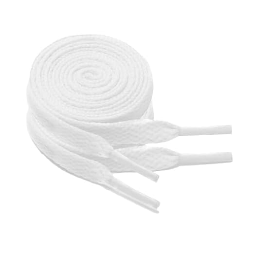 GOODSALEOK 2 Paar Flach Sneaker Schnürsenkel 8 mm Breite Premium Ersatz Schuhbänder für Turnschuhe Boardschuhe Freizeitschuhe Universalmodell Weiß 120CM