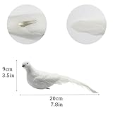 LWINGFLYER 2PCS White Peace Doves Feathered Love Birds 8-Inch Clip on Ornaments for Christmas Tree Decorations Wedding Cake Centerpieces Bird Cage Wreath Crafts Floral Arrangement Funeral