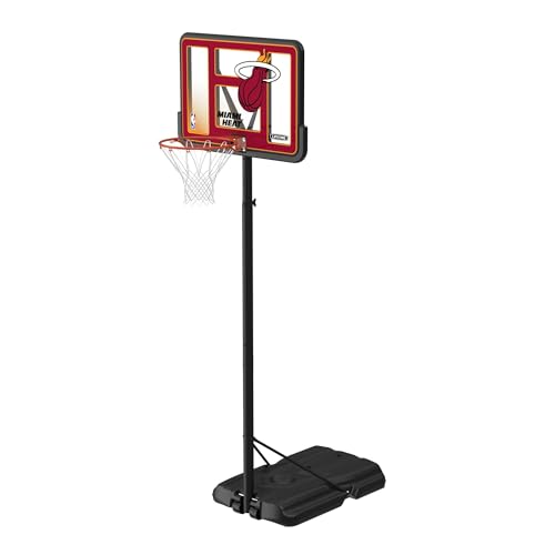 Image of Lifetime NBA Miami Heat Portable Basketball Hoop, Adjustable Height 7.5-10 Ft, 44 Inch Shatterproof Fusion Backboard, Base with Wheels