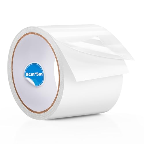 ecooe TPU Reparaturband 8cm*500cm Wasserdichtes klebeband für Pool Luftmatratze Trampolin Schlauchboot Luftbett Hüpfburg Wasserball Schwimmring Pool Flicken Farbe Transparent