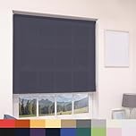 Deluxe Daylight Roller Blinds Light Filtering Premium Fabric Easy Fit Metal Brackets Bedroom Living Room Office Child Safe Trimmable Navy 120cm Width x 160cm Drop